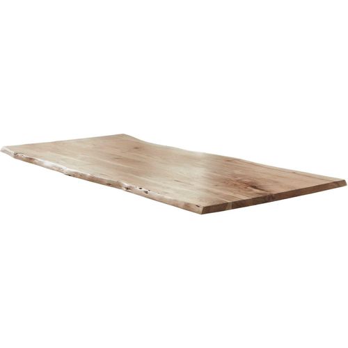 Tischplatte 180x90 cm | Holzplatte Akazienholz massiv + naturfarben + lackiert | Baumkanten-Platte für Heimwerker, Arbeitsplatten, Tische & UVM. | Kombinierbar mit unseren Tischgestellen