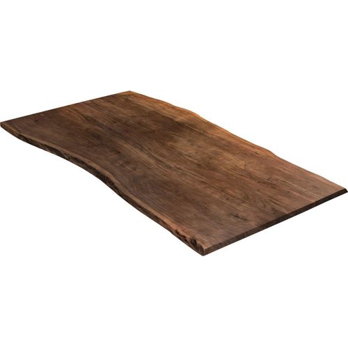 Tischplatte 200x100 cm | Holzplatte Akazienholz massiv + nussbaumfarben + lackiert | Baumkanten-Platte für Heimwerker, Arbeitsplatten, Tische & UVM. | Kombinierbar mit unseren Tischgestellen