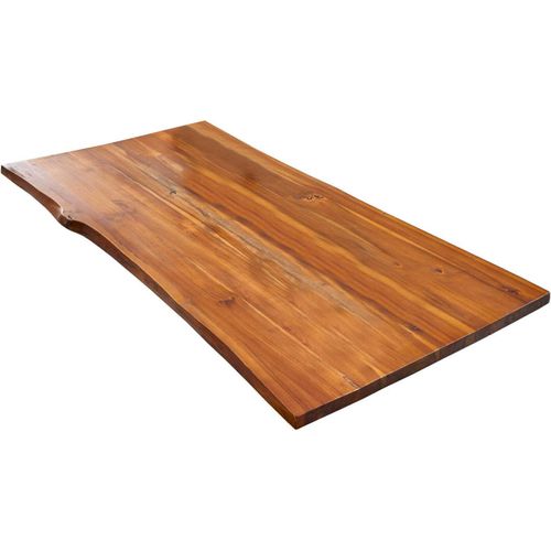 Tischplatte 160x85 cm | Holzplatte Akazienholz massiv + cognacfarben + lackiert | Baumkanten-Platte für Heimwerker, Arbeitsplatten, Tische & UVM. | Kombinierbar mit unseren Tischgestellen