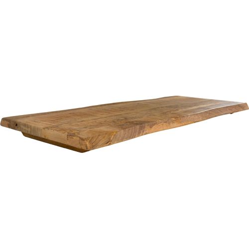 Holzplatte 120x40 cm Curtis, Bretter aus Mangoholz massiv + raue Oberfläche, Baumkanten-Platte für Heimwerker, geeignet für Arbeitsplatten, Tische & Fensterbretter