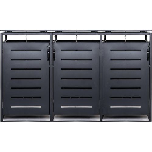 Mülltonnenbox Müllbox Mülltonnenverkleidung mit Schloss - BASIC - 3er - Anthrazit - 240l - 3 Türen
