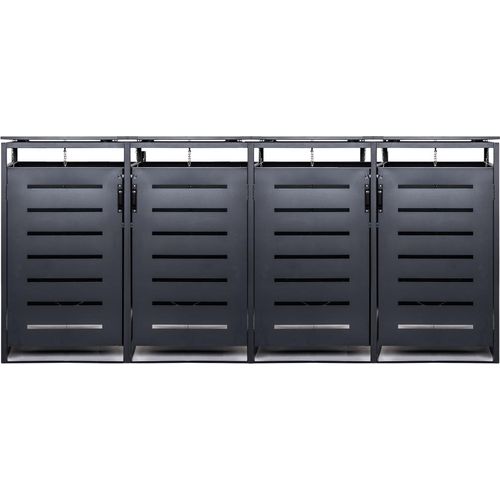 Mülltonnenbox Müllbox Mülltonnenverkleidung mit Schloss - BASIC - 4er - Anthrazit - 240l - 4 Türen