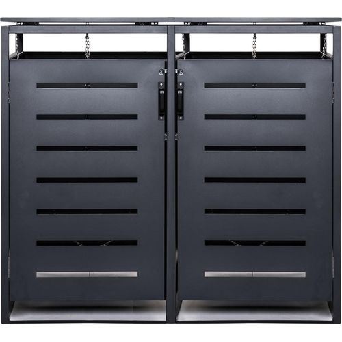 Mülltonnenbox Müllbox Mülltonnenverkleidung mit Schloss - BASIC - 2er - Anthrazit - 240l - 2 Türen