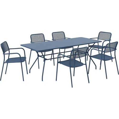 Set Tisch und 6 Gartensessel blau - Oviala Guethary