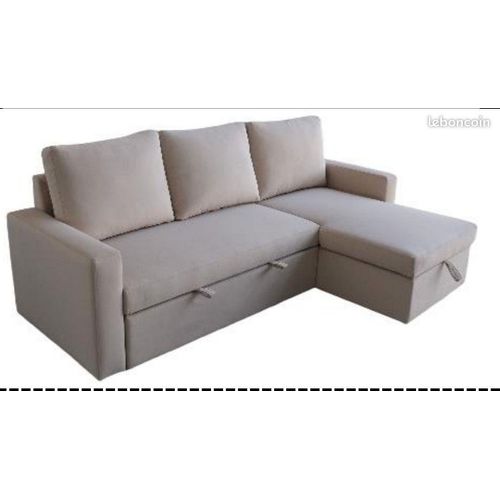 Ecksofa mit Schlaffunktion & Stauraum – 215 x 127 x 90 cm Beige