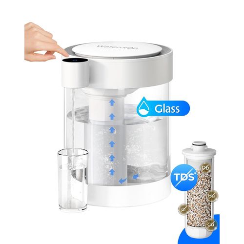 Waterdrop 0 TDS Wiederaufladbarer Elektrischer Wasserfilterkrug, 5,3L 5-Stufen Null TDS Elektrische Instant Krug, reduzieren Chlor, Blei, WD-ED10TW