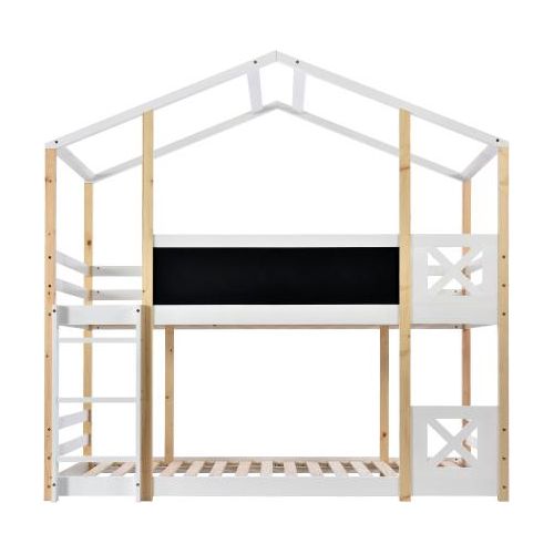 Kinderbett 90x200 cm Weiss Ohne Matratze Hochbett Baumhaus Mit Stauraum Rausfallschutz 2 Lattenrost Naturbelassen