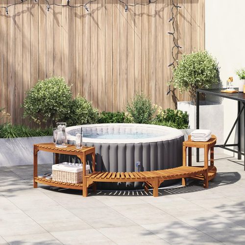 Desgin Whirlpool Umrandung Halbrund 252x111.5x55.5 cm Massivholz Akazie - Poolzubehör 4108126