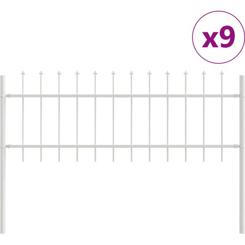 Möbel Gartenzaun mit Speerspitzen Weiß 15,3x0,6 m Stahl - Metallzäune Neu84041