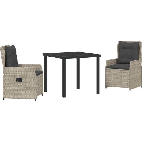 Möbel 3- teiliges Garten Essset Hellgraues Poly Rattan - Gartenstühle Neu35622