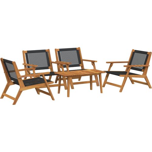 Möbel Gartenstühle mit Tischset - 5 Teile, Schwarzes Akazienholz - Gartenstühle Neu61666