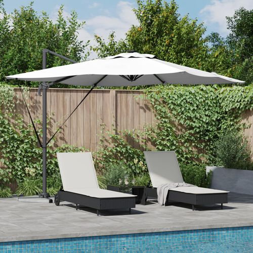 Freischwingender Roma-Sonnenschirm mit LEDs Sand 286x285x270 cm Aluminium, Markisen DesignMöbel Neu
