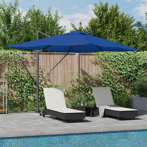 Freischwingende Roma Sonnenschirm mit LEDs Azure Blau 352x251x265 cm Aluminium, Markisen DesignMöbel Neu