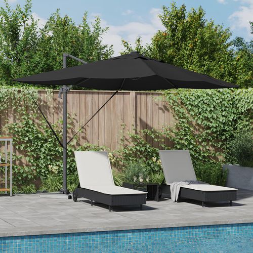 Freischwingender Roma Sonnenschirm mit LEDs Schwarz 352x251x265 cm Aluminium, Markisen DesignMöbel Neu