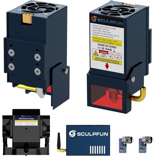 SCULPFUN Upgrade-Kit für S9/S30/S30 PRO/S30 PRO MAX zu S30 Ultra 33W: Inklusive 33W Lasermodul, 32-Bit-Motherboard und Hochgeschwindigkeits-Air-Assist