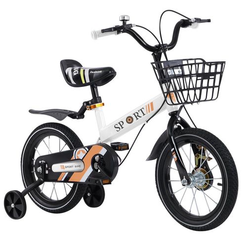 14 Zoll Kinderfahrrad Jungenfahrrad Lernfahrrad mit Stützrädern Jungen Mädchen fahrrad Weiß