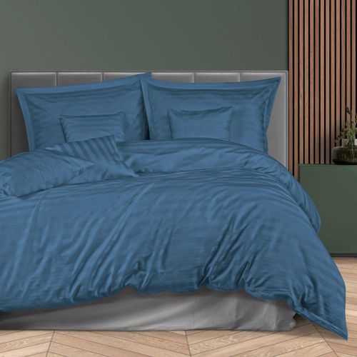 Bettwäsche aus Bambus-Baumwoll-Satin (P) STRIPE CORNFLOWER/180x200 +2x70x80 mit Lattenrost +4x40x40 BAMBOO