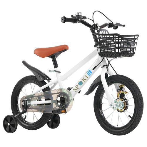Supfine Kinderfahrrad 16 Zoll Kinder Fahrrad mit Kettenschutz Weiß