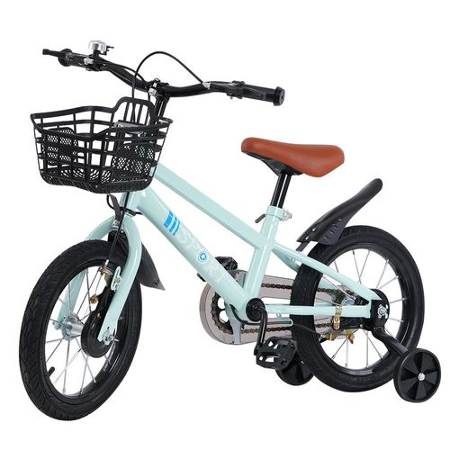 14 Zoll Kinderfahrrad Jungenfahrrad Lernfahrrad mit Stützrädern Jungen Mädchen fahrrad Cyan