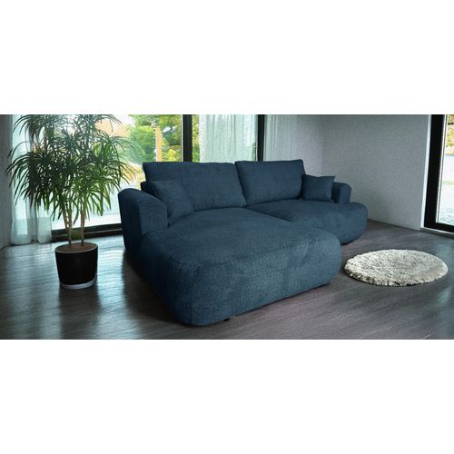 Ecksofa Berlin Duo 255x165 mit schlaffunktion bettkasten Blau Boucle Abriamo 14 Links