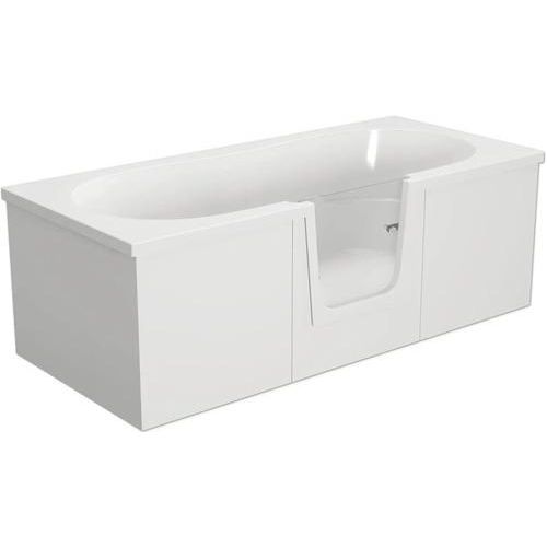 Badewanne mit Tür mittig Anschlag links SCHULTE Q2 80 x 180 cm alpinweiß glänzend mit Front- und 2 Seitenschürzen D80010M4-5
