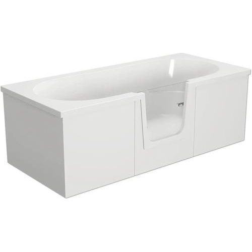 Badewanne mit Tür mittig Anschlag links SCHULTE Q2 75 x 170 cm alpinweiß glatt glänzend mit Front- und 2 Seitenschürzen D80007M4-5
