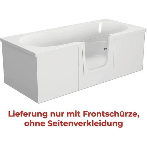 Badewanne mit Tür mittig Anschlag links SCHULTE Q2 75 x 170 cm alpinweiß glänzend mit Frontschürze D80007M3-5