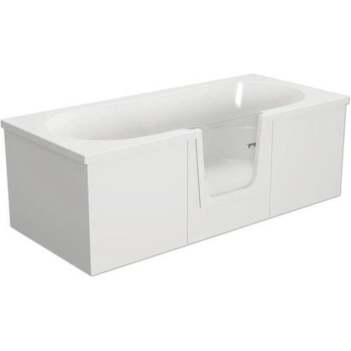 Badewanne mit Tür mittig Anschlag links SCHULTE Q2 75 x 170 cm alpinweiß glänzend mit Front- und linker Seitenschürze D80007M2-5