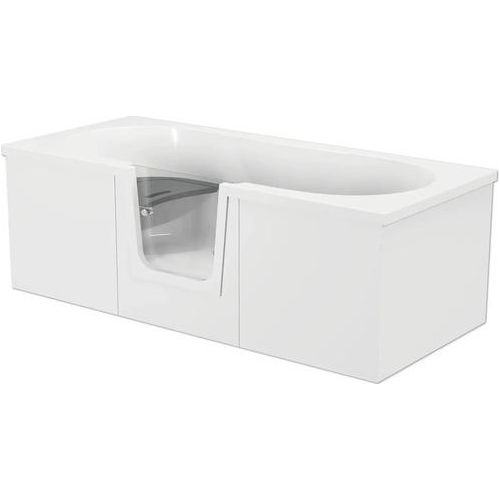 Badewanne mit Tür mittig Anschlag rechts SCHULTE Q2 75 x 170 cm alpinweiß glänzend mit Front- und rechter Seitenschürze D80007M1-3