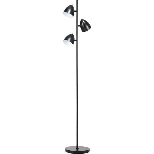 Stehlampe, Stehleuchte mit 3 Verstellbar Flammen, E27 Fassung, Industrielle Standlampe, für Wohnzimmer, Schlafzimmer, exkl. Leuchtmittel, Schwarz