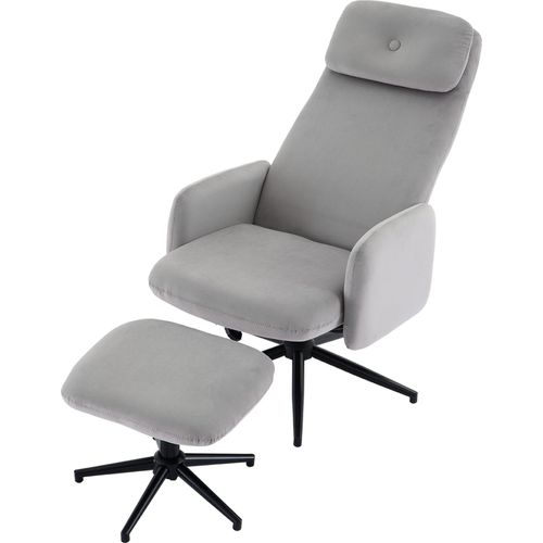 360°-Drehsessel, neigungsverstellbar (95-125°), mit Fußhocker, Sitzhöhe 114 cm, Sitzbreite 48 cm, Sitztiefe 53 cm, Bürostuhl mit Fußhocker,