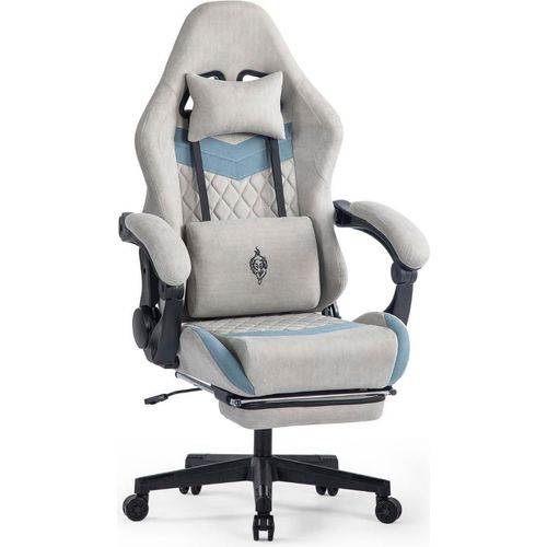 Gaming Stuhl mit Fußstütze Gaming Stuhl Stoff Bürostuhl mit Lendenwirbelstütze Ergonomischer Gaming Sessel Gaming Stuhl 150kg Belastbarkeit Stuhl,