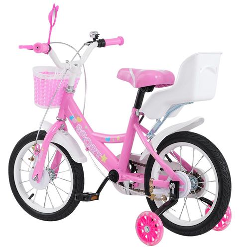14 Zoll Kinderfahrrad Jungenfahrrad Lernfahrrad mit Stützrädern Mädchen fahrrad Rosa
