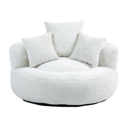 Lazy Sofa Lounger 108x108x52 cm Hoher Ruecken 3 Kissen Erwachsene Indoor Outdoor Sitzsack Stuhl Gaming Sofa Stuhl Beige Chenille Schlafzimmer Buero
