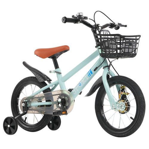 14‘’ Kinderfahrrad für ab 2-5 Jahre,Fahrrad Kinderrad mit Stützräder & Korb,Tretfahrrad Fahrrad für Schulung Outdoor Reiten,Höhenverstellbarer (Grün)