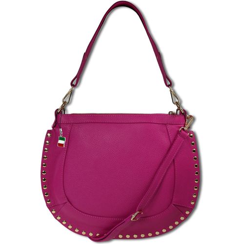 Florence Damen Schulter-Satteltasche mit Nieten Echtleder pink OTM105P