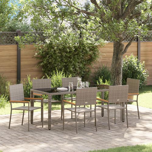 Möbel 7-teilige Garten Essgruppe Grau Poly Rattan - Gartenmöbelset Balkonmöbel Gartenstühle Neu2025 520960