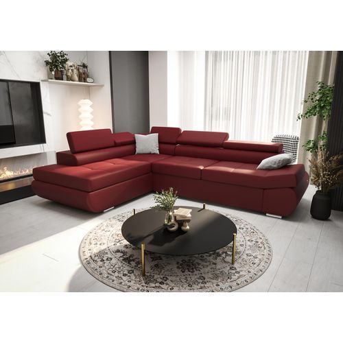 Ecksofa 280 cm Rot Links Kunstleder Kongo RBN03