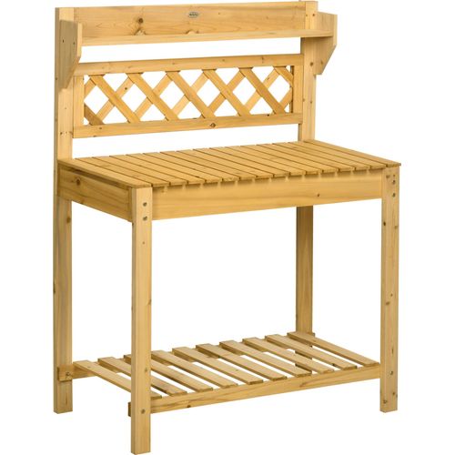 Pflanztisch Gartentisch mit ausziehbarer Tischplatte & Edelstahl-Spülbecken, 2 Ablagefächer, Massivholz, Braun, 92x45x120cm