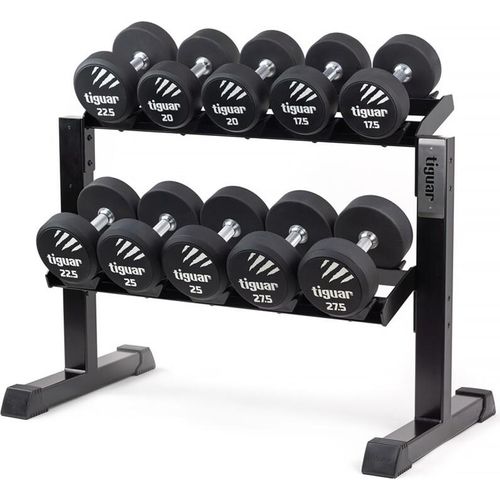 tiguar Modul für Hantelständer mit Caps Erweiterungselement für modulare Hantelracks, 118,2 cm Länge, 66,4 cm Tiefe, 88,6 cm Höhe, gummierte Ablagen mit Profilcaps, Blockaden,