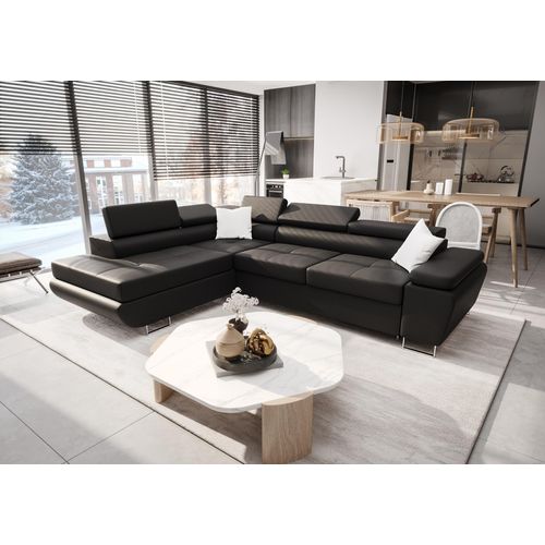 Ecksofa 272 cm Schwarz Kunstleder Links Kongo RBN04