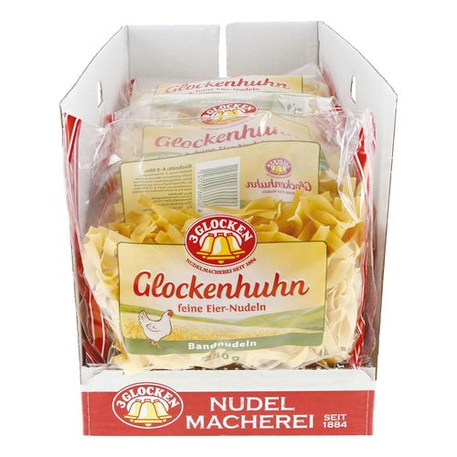 3 Glocken Glockenhuhn Bandnudeln 250 g, 12er Pack