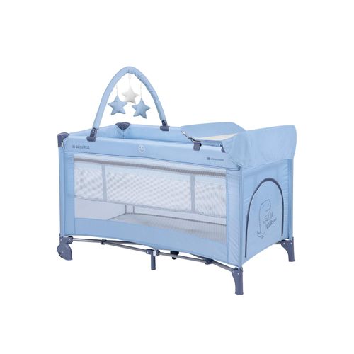 Kikkaboo Reisebett So Gifted Plus zwei Ebenen, Spielbogen, Wickelauflage, Räder hellblau
