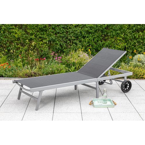 Gartenliege MERXX, schwarz (schwarz, silber), Obermaterial: 100% Polyester, Gartenliegen, Alu/Textil, verstellbar