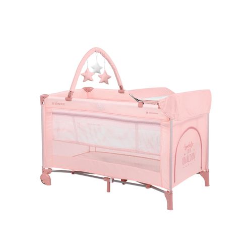 Kikkaboo Reisebett So Gifted Plus zwei Ebenen, Spielbogen, Wickelauflage, Räder rosa