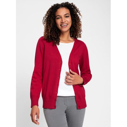 Strickjacke CASUAL LOOKS, Damen, Gr. 52, rot, 100% Baumwolle, unifarben, Langarm, Strickjacken