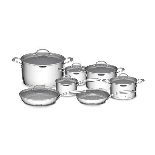 G21 Gourmet Miracle Geschirrset mit Sieb, 13-teilig, Edelstahl/Grau