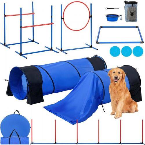 Agility Trainigsset für Hunde - 7-teilig - Hürden, 2 Tunnel und Sprungring - Perfekt für Hundesport und Training