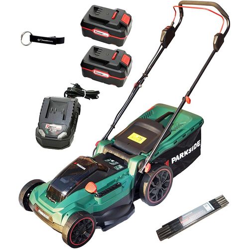 PARKSIDE® 40V Akku Rasenmäher PRMA 40-Li D2 (inkl 2x4Ah Akku) +Schlüsselanhänger +Zollstock im HEADNMORE® Bundle