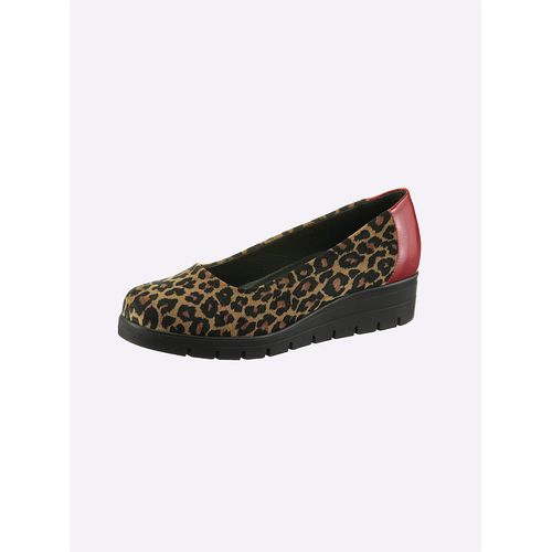 Ballerina HEINE, Damen, Gr. 39, braun (braun, schwarz), Textil, Leder, Lackleder, Glattleder, modisch, Schuhe